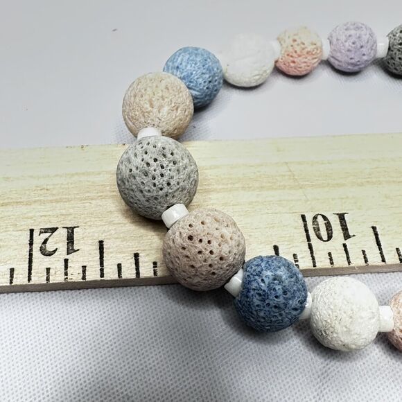 Vintage Textured Pastel Graduated Lava Bead Necklace 22” - Picture 12 of 12
